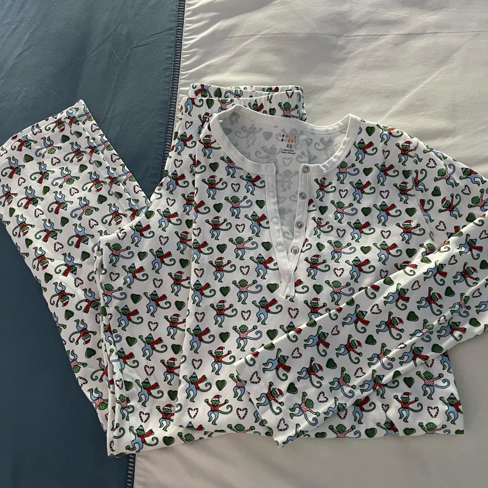 EUC Roller Rabbit Christmas Monkey women’s pajama set size XS
